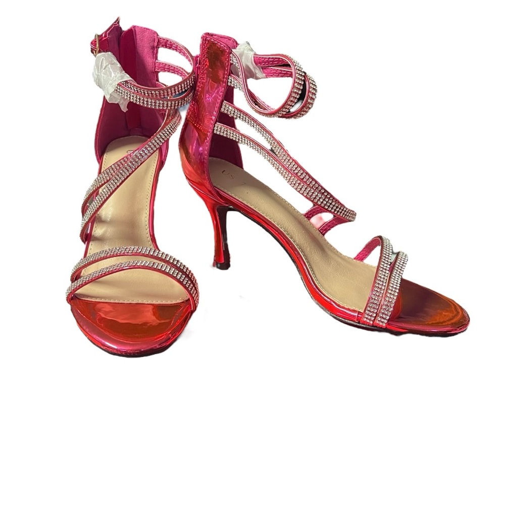 Allegra K NIB Women’s Pink High Heeled Rhinestone Sandals Sz. 7